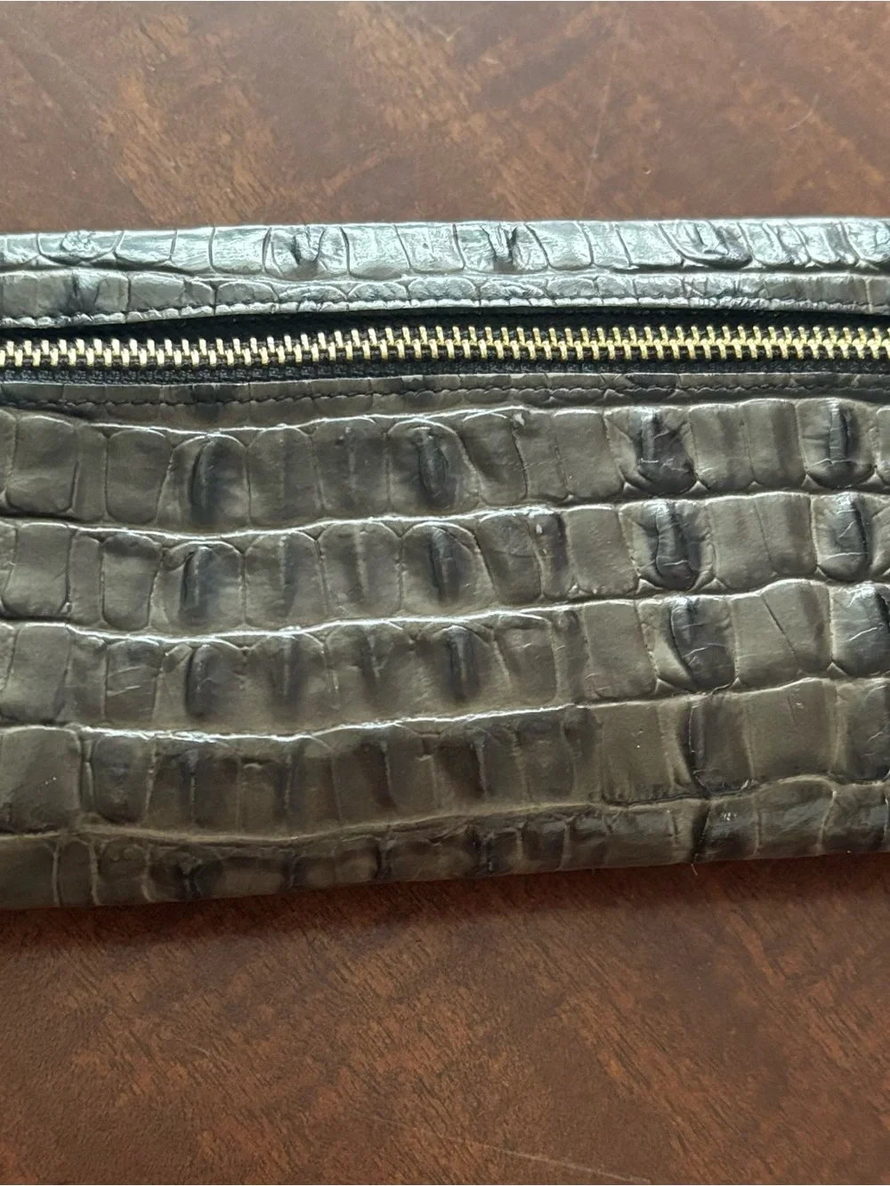 Brahmin Cordelia wallet gray with croc-embossed leather